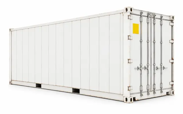 Caja reefer de 20 pies: el mismo panel aislado del refrigerado, con el hueco del equipo vacío
