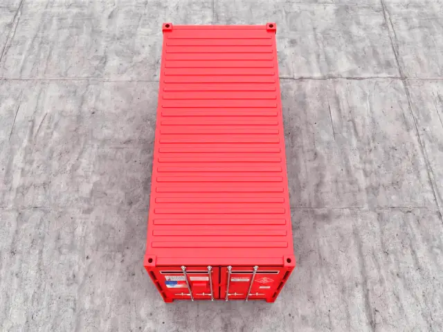Bodega suspel de 20 pies vista desde arriba, con el techo corrugado completo